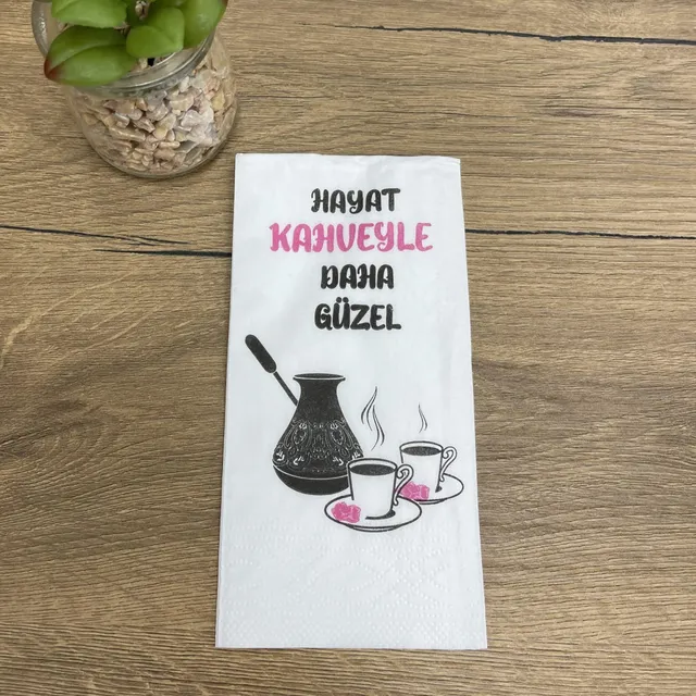 Einwegservietten “Hayat Kahveyle Daha Güzel” 50 Stück
