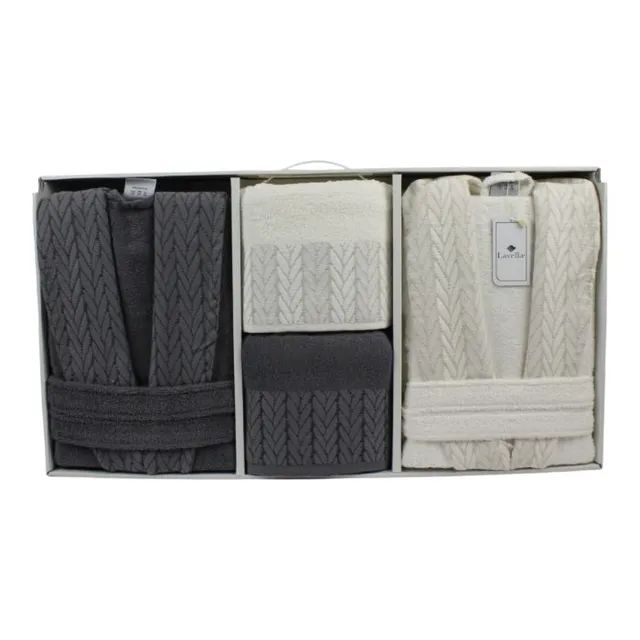 “Sena” Handtuch & Bademantel-Set – 6 teilig
