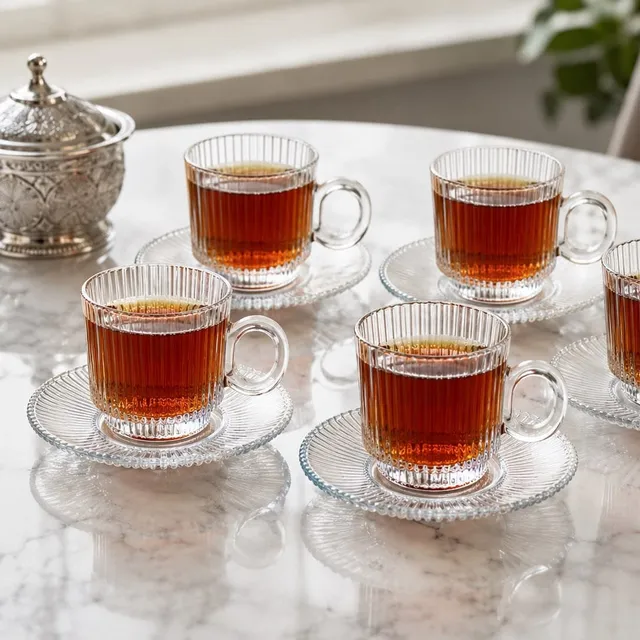 “Vogue” Glastasse mit Untertasse – 12 teilig