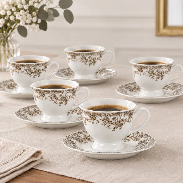 “Fleury” Kaffeetassen Set – Braun
