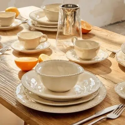 "Pearls" Beige Geschirrset - 27 teilig